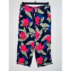 Island Traders Women's Medium Tropical Hawaiian Print Crop Capri Lounge Pants
